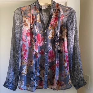 Coldwater Creek floral sheer blouse, size XS 4-6